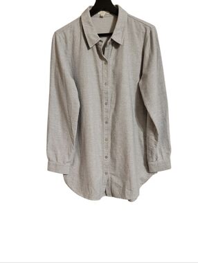Eileen Fisher Gray Organic Cotton Flannel Shirt